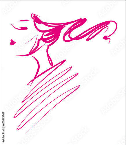 VECTOR Background with a
stylish  original hand-drawn graphics portrait  with beautiful young attractive girl model for design