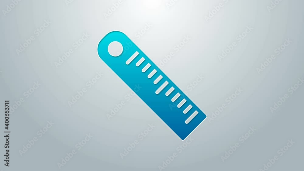 Blue line Ruler icon isolated on grey background. Straightedge symbol. 4K Video motion graphic animation Blue line Ruler icon isolated on grey background. Straightedge symbol. 4K Video motion graphic animation