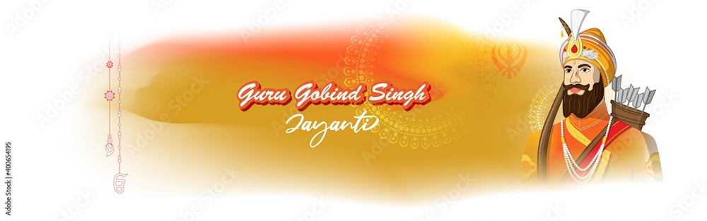 Vector illustration of Guru Gobind Singh jayanti, Indian religious festival of Sikh, abstract concept banner.