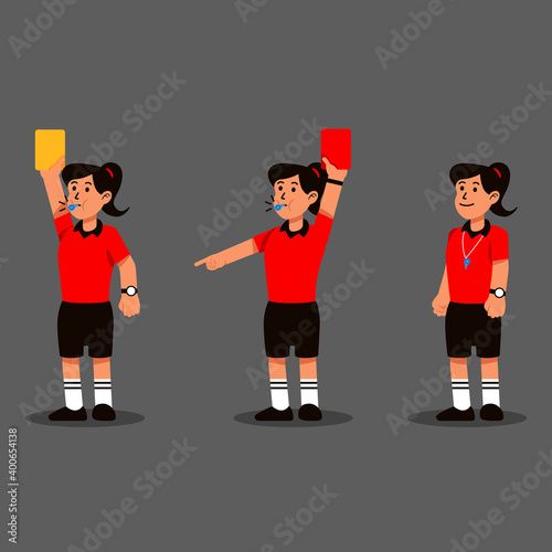 Woman Soccer Referee Action Character Collection