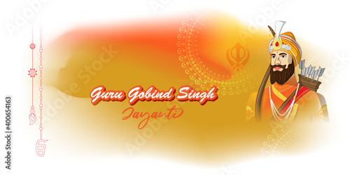 Vector illustration of Guru Gobind Singh jayanti, Indian religious festival of Sikh, abstract concept banner.