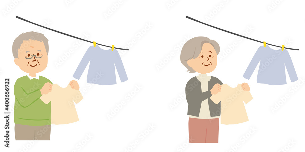 洗濯物を干すシニアのイラスト Stock Vector Adobe Stock 洗濯物を干すシニアのイラスト Stock Vector Adobe Stock