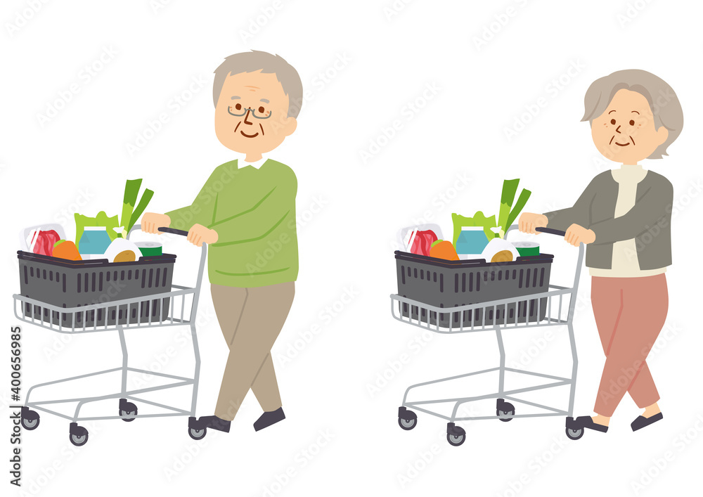 買い物をするシニアのイラスト Stock Vector Adobe Stock