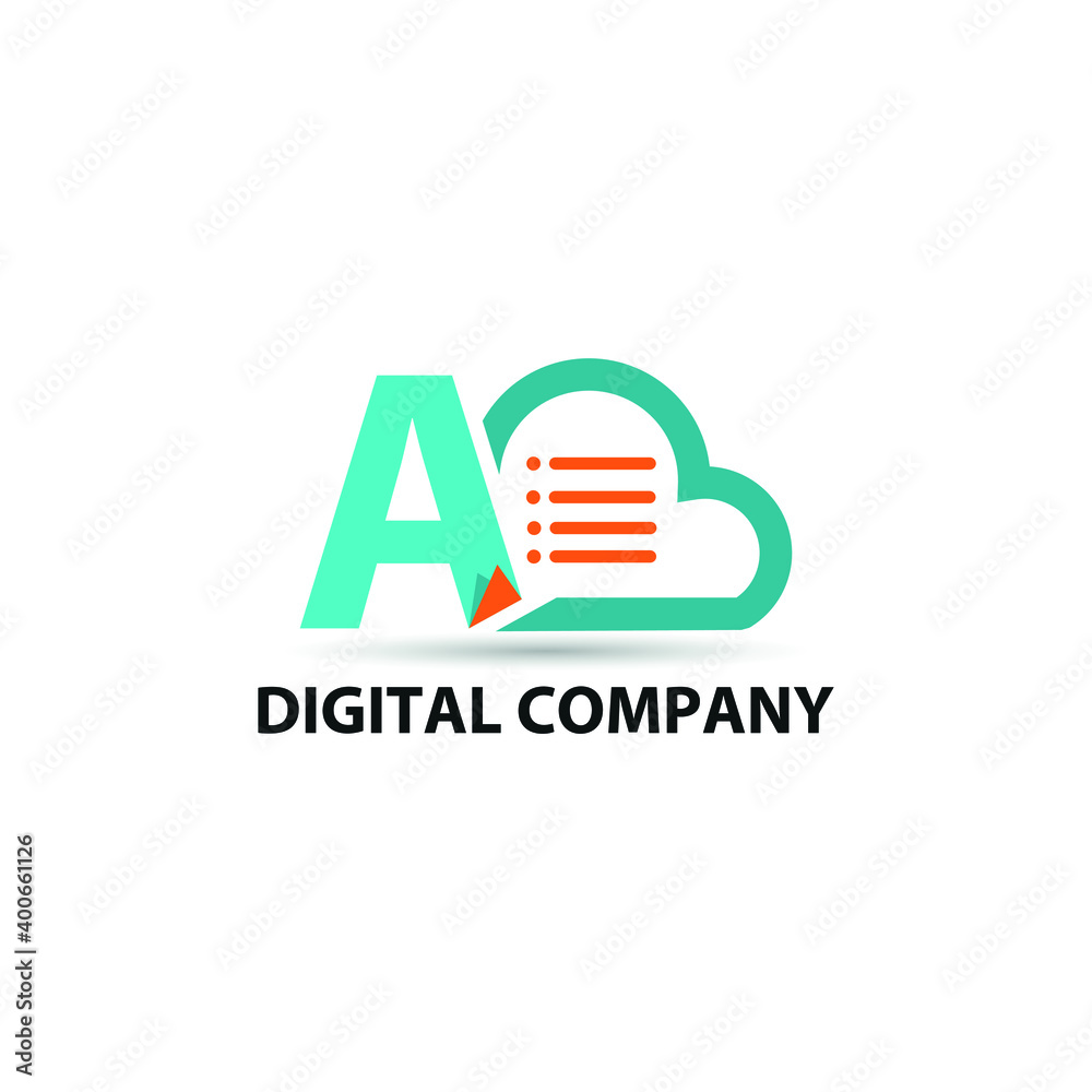 Data base storage initial letter A logo concept with cloud and document paper for technology concept vector design logotype Data base storage initial letter A logo concept with cloud and document paper for technology concept vector design logotype