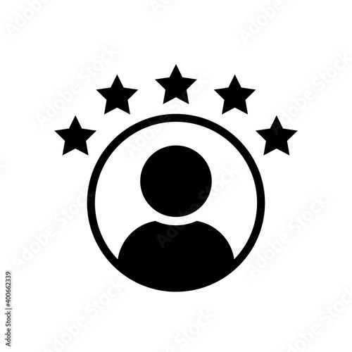 Customer experience vector icon . 5 star satisfaction rating  vector icon. rating icon. 5 star work experience symbol.