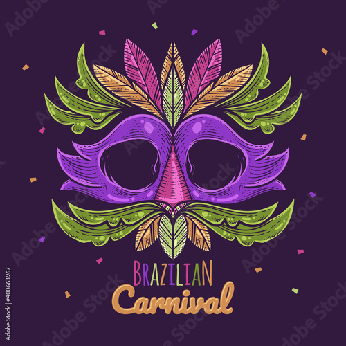 Brazilian Carnival Illustration with Mask