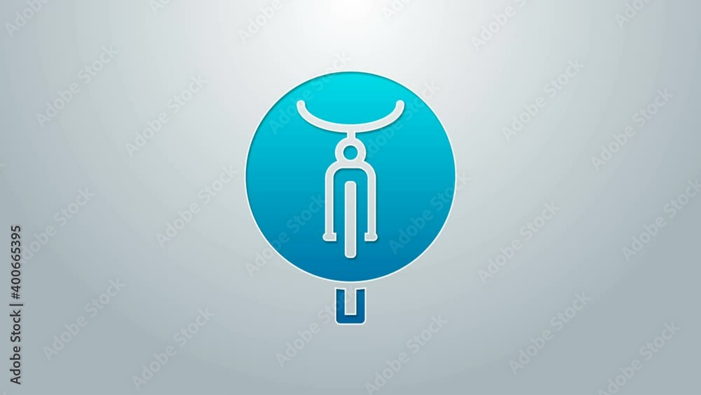 Blue line Bicycle icon isolated on grey background. Bike race. Extreme sport. Sport equipment. 4K Video motion graphic animation Blue line Bicycle icon isolated on grey background. Bike race. Extreme sport. Sport equipment. 4K Video motion graphic animation
