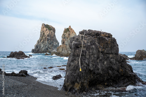 The sea alps of Omi Island in winter in Nagato City, Yamaguchi Prefecture photo