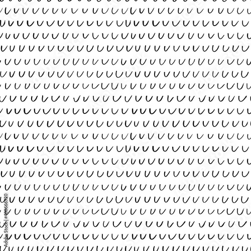 Half circles vector seamless pattern. Scallop, doodle thin lines, simple arches in horizontal structure. Black paint hand drawn background. Simple geometric seamless pattern for wrapping paper. 
