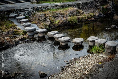 Scenery of the Otonashi River at Yumoto Onsen in Nagato City, Yamaguchi Prefecture photo