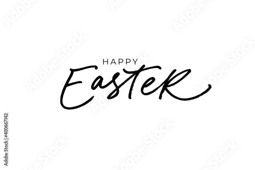 Happy Easter vector linear lettering. Hand drawn modern calligraphy. Happy Easter holiday text isolated on white background. Greeting card text template for invitation, badge, logo, banners