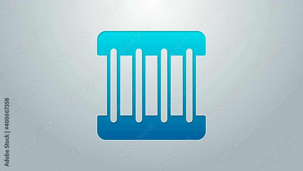 Blue line Prison window icon isolated on grey background. 4K Video motion graphic animation Blue line Prison window icon isolated on grey background. 4K Video motion graphic animation