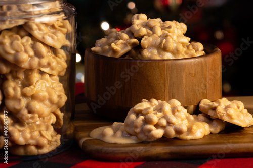 Sweet peanut, rapadura, pé de moleque, paçoca, traditional food from Brazil, minas gerais, nordeste, cana de açucar, wooden table, christmas, new year, mineiro, festa junina, junho,