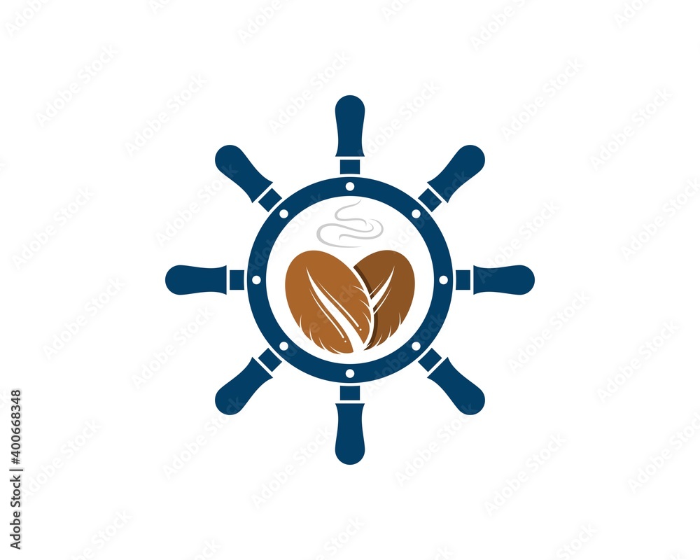 Ship steering wheel with coffee beans inside Ship steering wheel with coffee beans inside