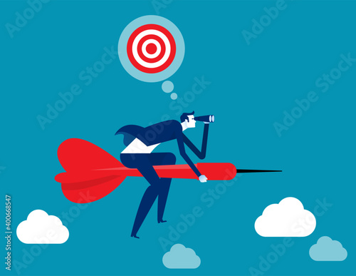 Business person finding goal. Business vision and opportunity