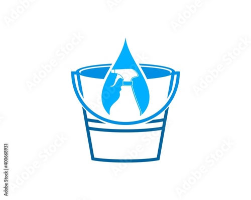 Water drop with spray and bucket