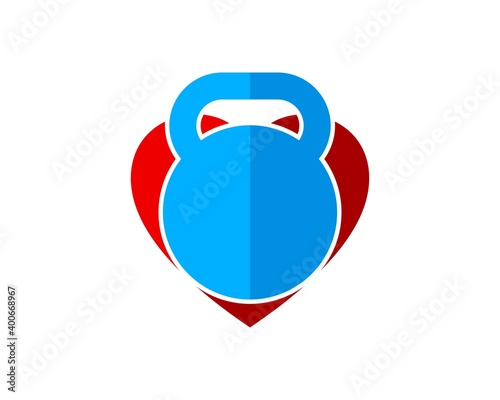 Love shape with gym kettle bell
