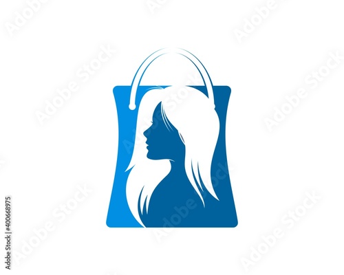 Shopping paper bag with beautiful face women