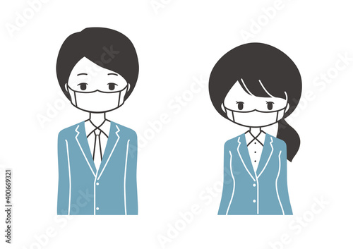 ビジネス　会社員　マスク　[上半身]
