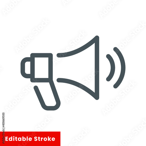 Business, loudspeaker, marketing, megaphone icon, line style. Promotion campaign, outbound marketing, strategy, ads. Editable stroke vector illustration eps10