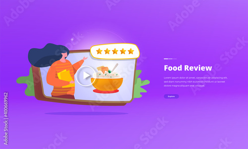 Food review blogger illustration concept