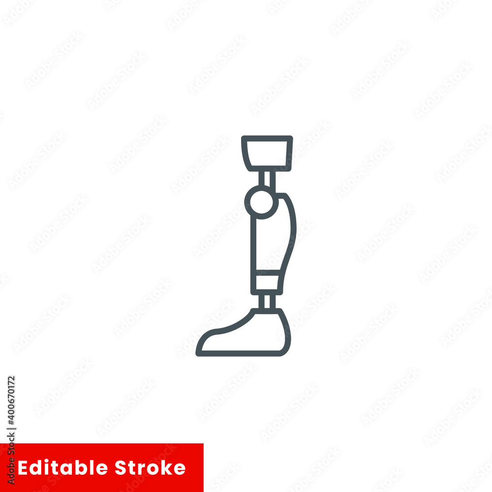 Leg knee prosthesis line icon, orthopedic and medical, prosthetic leg sign, vector graphics, a linear pattern on a white background, editable stroke eps 10.