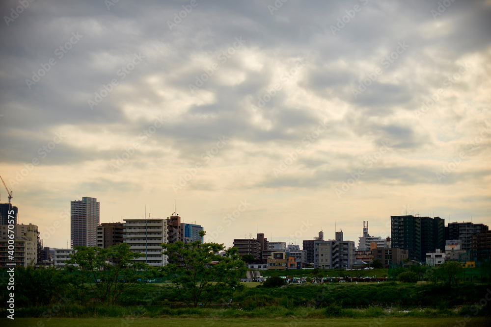 多摩川対岸の夕景 多摩川対岸の夕景
