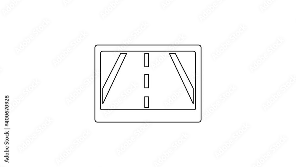Black line Gps device with map icon isolated on white background. 4K Video motion graphic animation