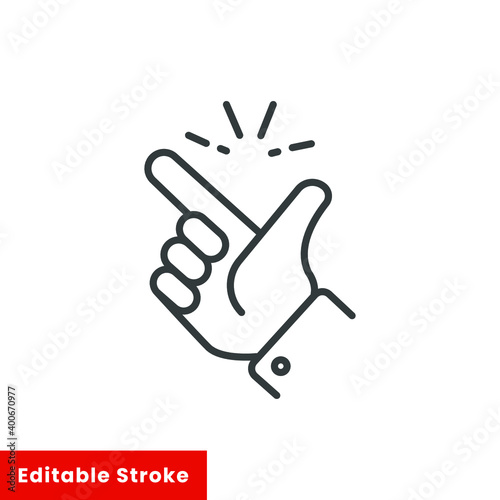 easy icon, finger snapping line sign - editable stroke vector illustration eps10 Fototapete