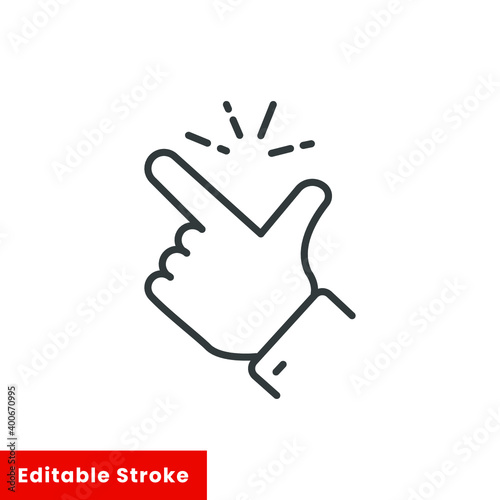 easy icon, finger snapping line sign - editable stroke vector illustration eps10