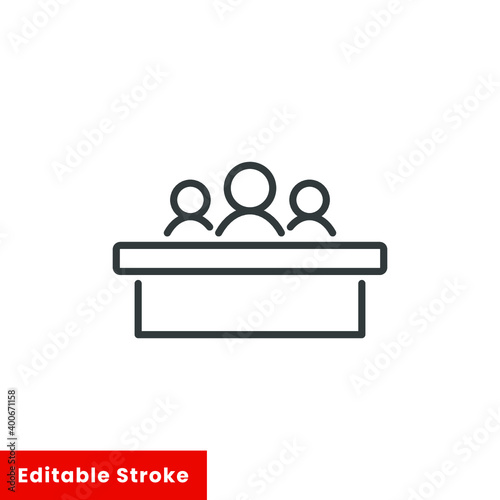 jury group committee icon, jurors linear sign on white background - editable stroke vector illustration eps10