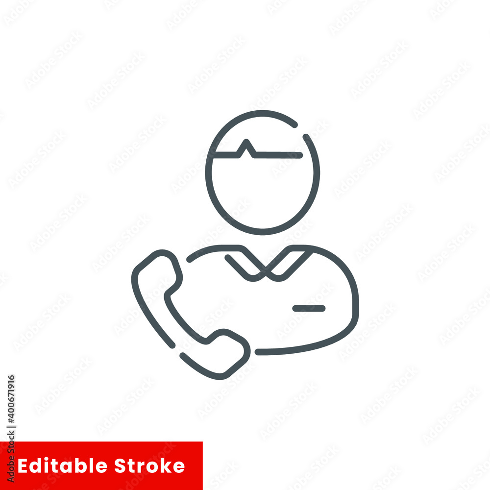 support service icon, hotline customer advice, call center help, line symbol on white background. Editable stroke vector illustration eps10