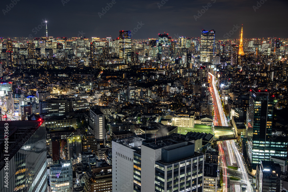 Fototapeta premium 都会の夜景 : 東京 タワー方面