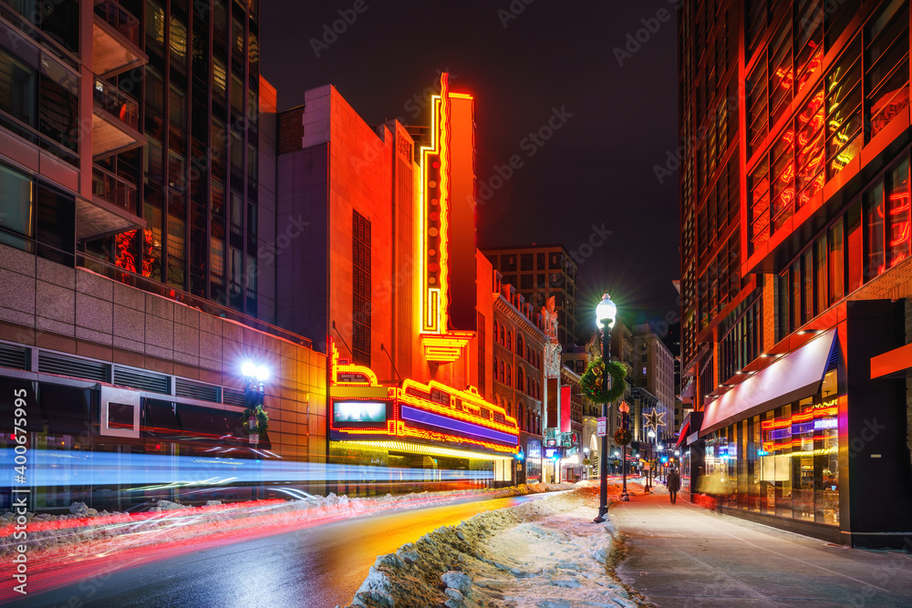 Fototapeta premium Boston city center at night