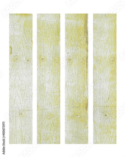 yellow  wooden plank on white background