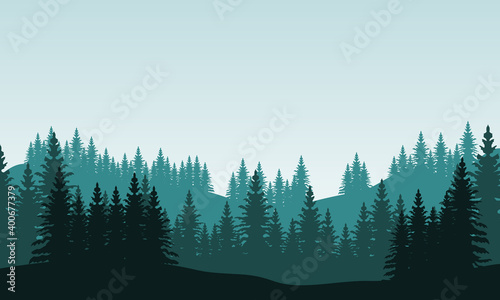 Nice scenery trees on city edge in the morning. City vector