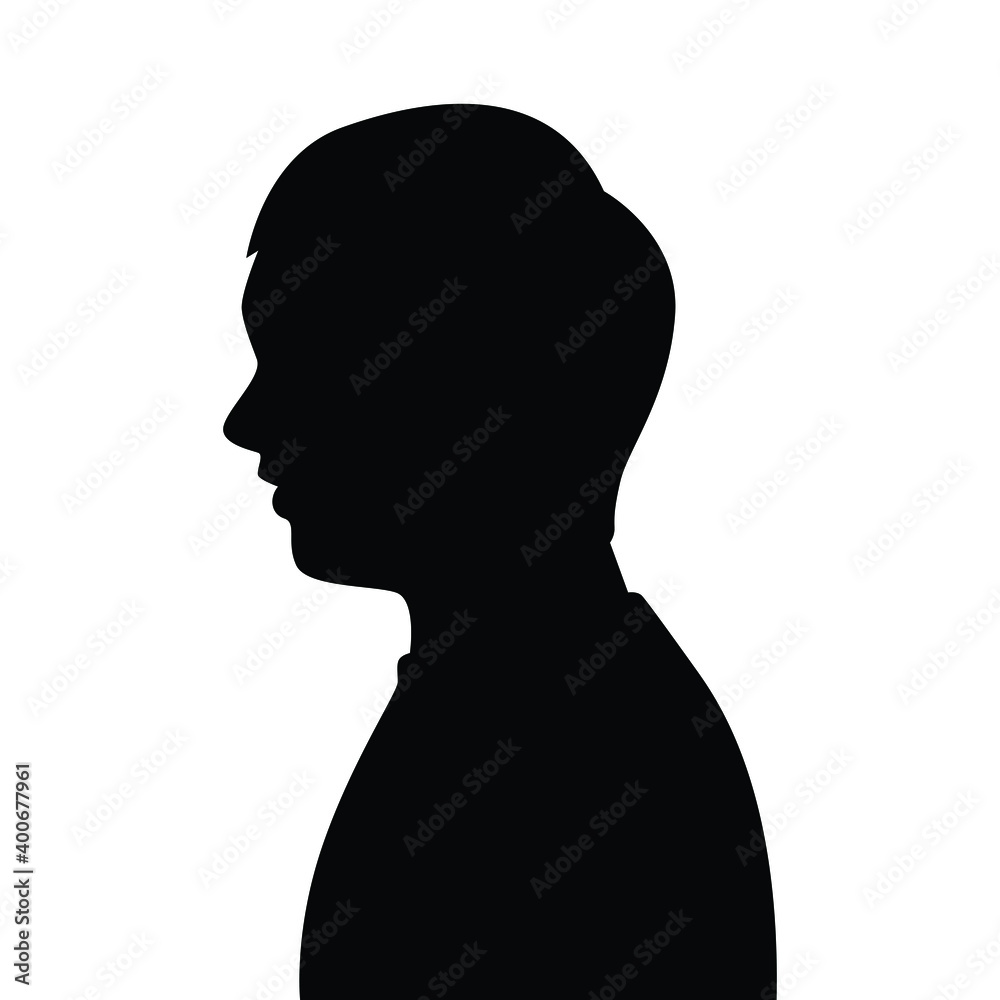 A boy silhouette vector, black and white people.