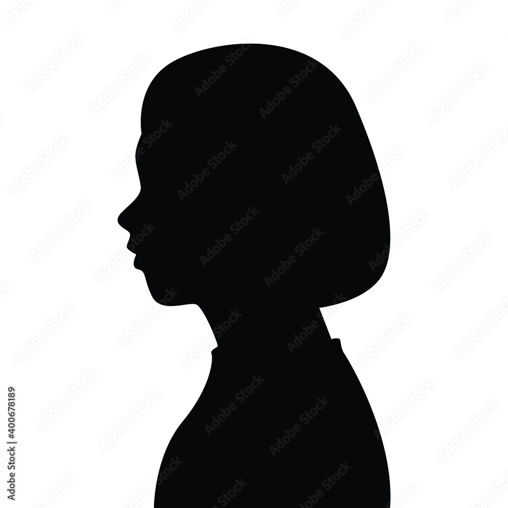A girl silhouette vector, black and white people.