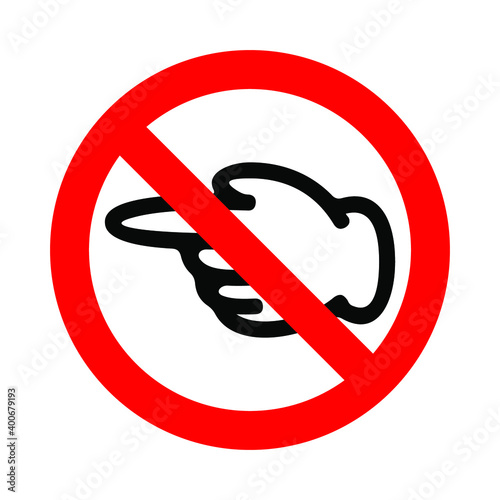 Vector of forbidden signal with a pointing hand. Eps10 vector illustration.