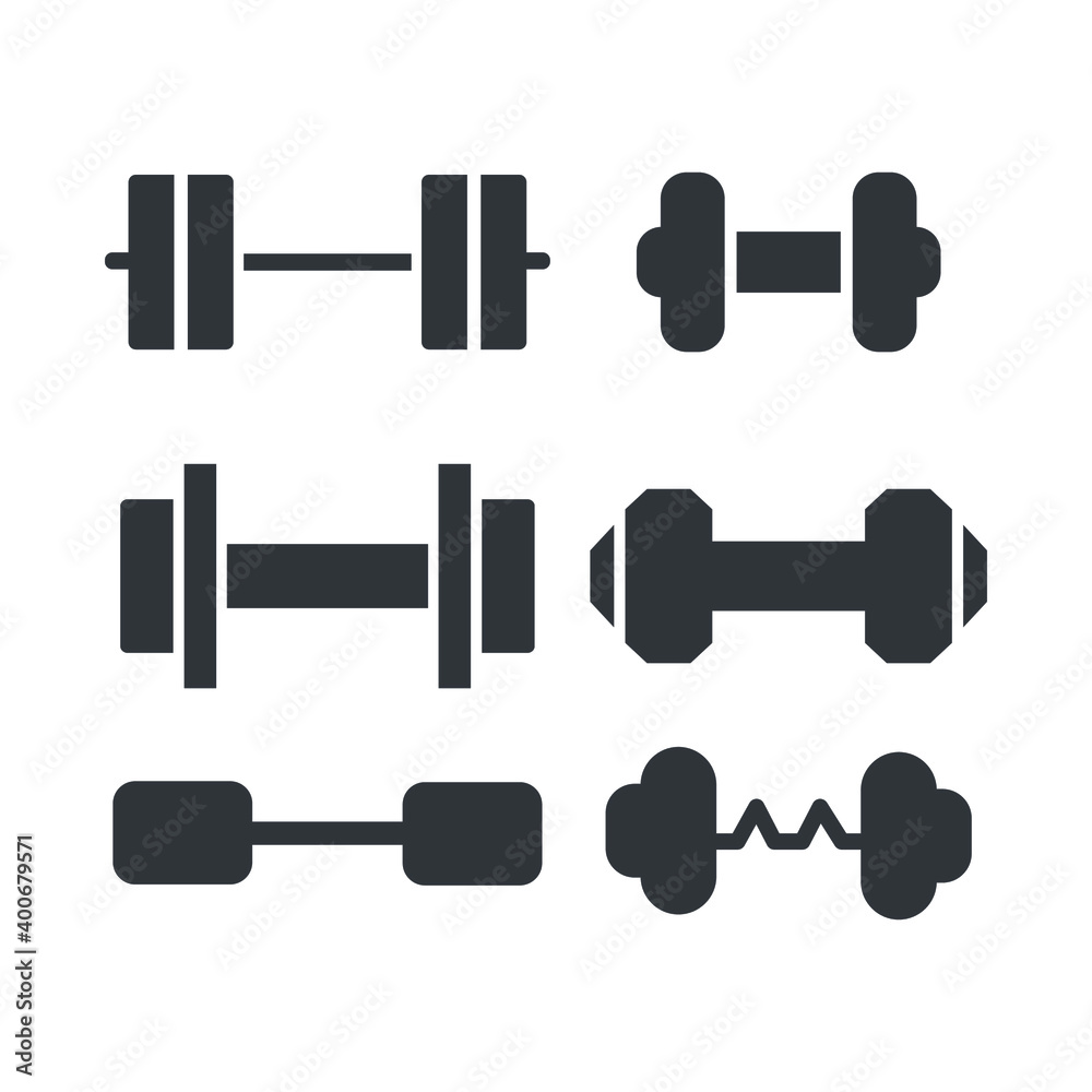 Dumbbell icon set. Eps 10 vector illustration. Dumbbell icon set. Eps 10 vector illustration.