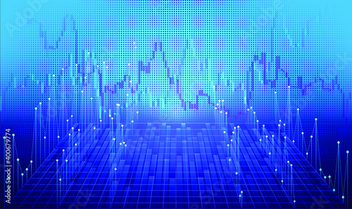 Business finance. Background illustration of financial processes. A blue background shows a variety of tools for analyzing financial processes for visual viewing and making the right decisions.