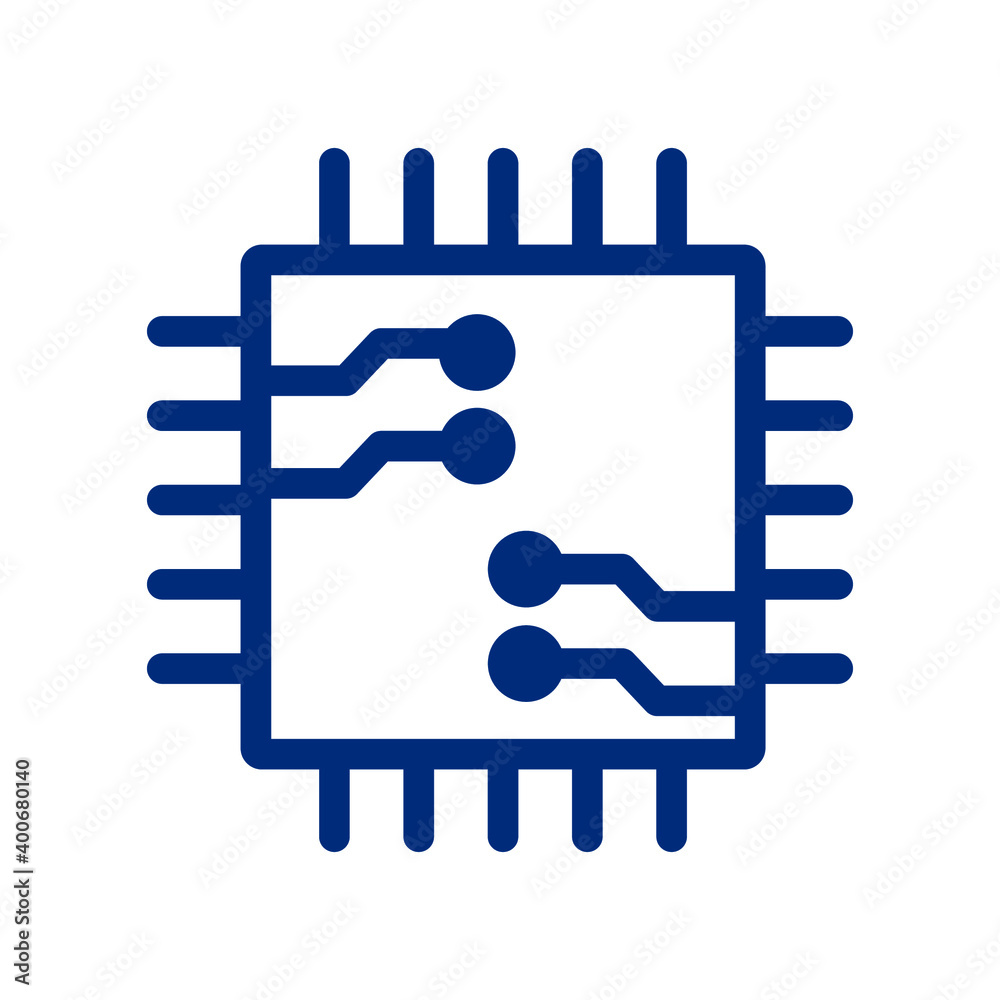 Microchip line icon. CPU, Central processing unit, computer processor, chip symbol. Abstract technology logo. Simple icon isolated on black background. Eps10 vector illustration. Microchip line icon. CPU, Central processing unit, computer processor, chip symbol. Abstract technology logo. Simple icon isolated on black background. Eps10 vector illustration.
