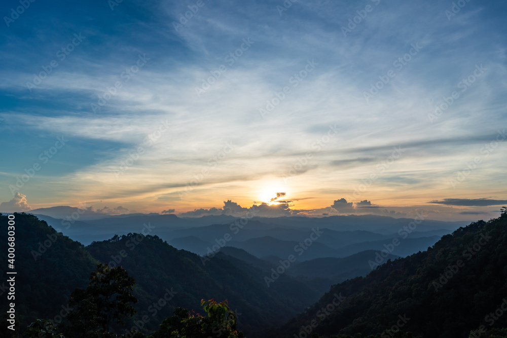 Sunset at Samoeng view point, Chiangmai, Thailand