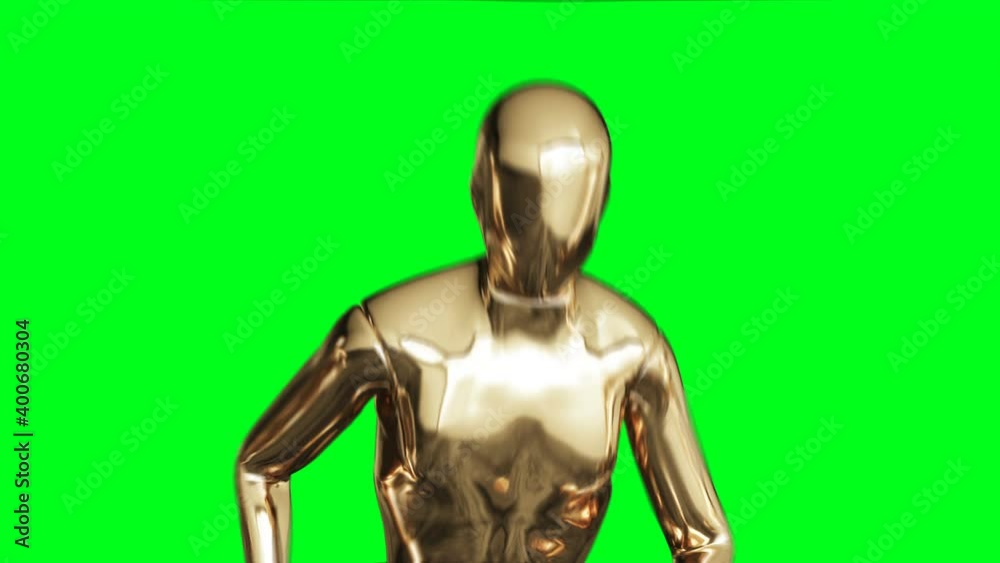Golden man character animation. Isolate on green screen. Golden man character animation. Isolate on green screen.