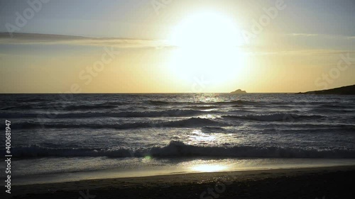 magnificent and sublime sunset sea of Corsica's island of beauty in summer with nobody without tourists