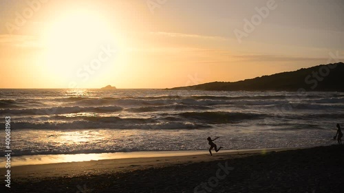 magnificent and sublime sunset sea of Corsica's island of beauty in summer tourist play