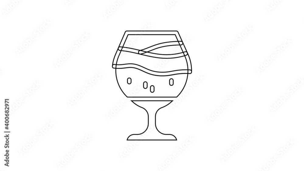 Black line Glass of beer icon isolated on white background. 4K Video motion graphic animation Black line Glass of beer icon isolated on white background. 4K Video motion graphic animation