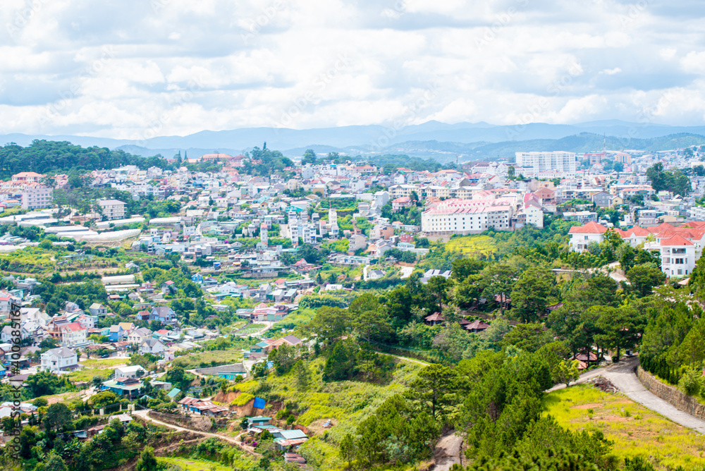 high view of many houses at Da Lat city