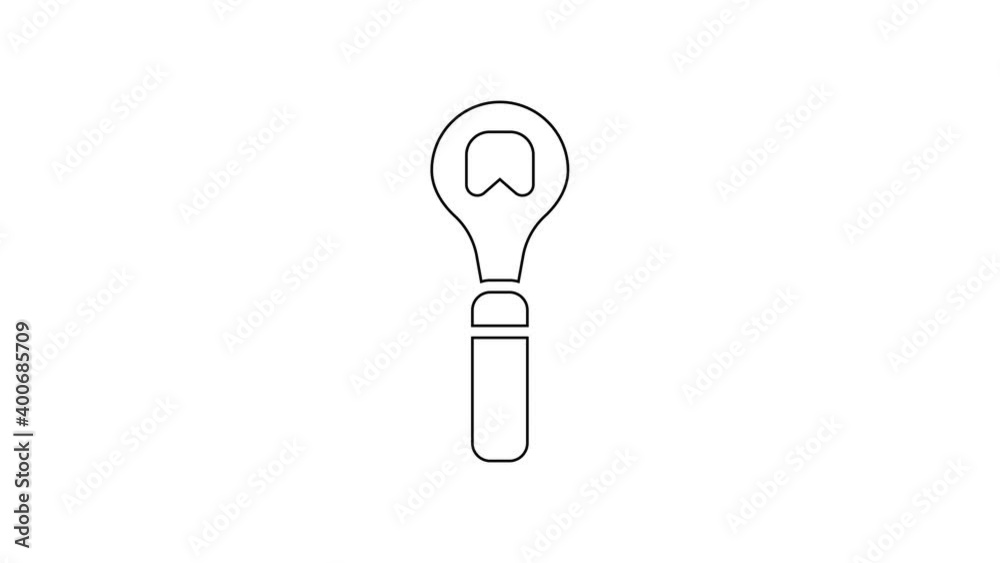 Black line Bottle opener icon isolated on white background. 4K Video motion graphic animation Black line Bottle opener icon isolated on white background. 4K Video motion graphic animation