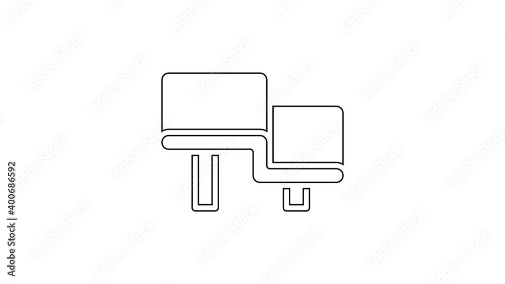 Black line Sauna wood bench icon isolated on white background. 4K Video motion graphic animation Black line Sauna wood bench icon isolated on white background. 4K Video motion graphic animation